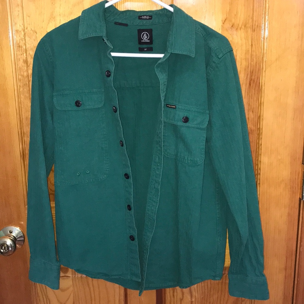 Volcom Green Button Up